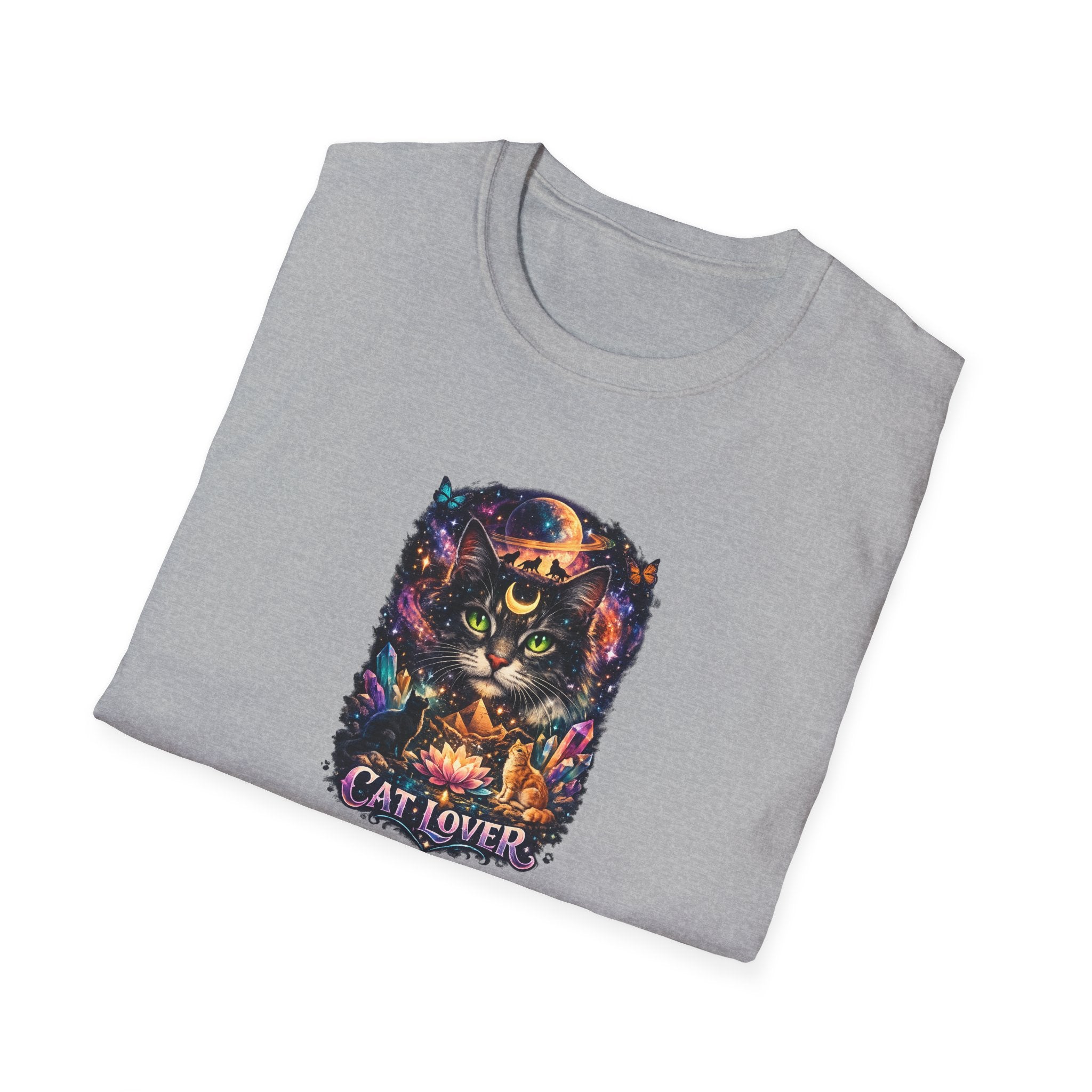 Mystical Cat Lover T-Shirt for Women  | Cat Mom Shirt | Gift for Cat Lovers | Boho Fantasy Art Top | 7 colors - 100% cotton