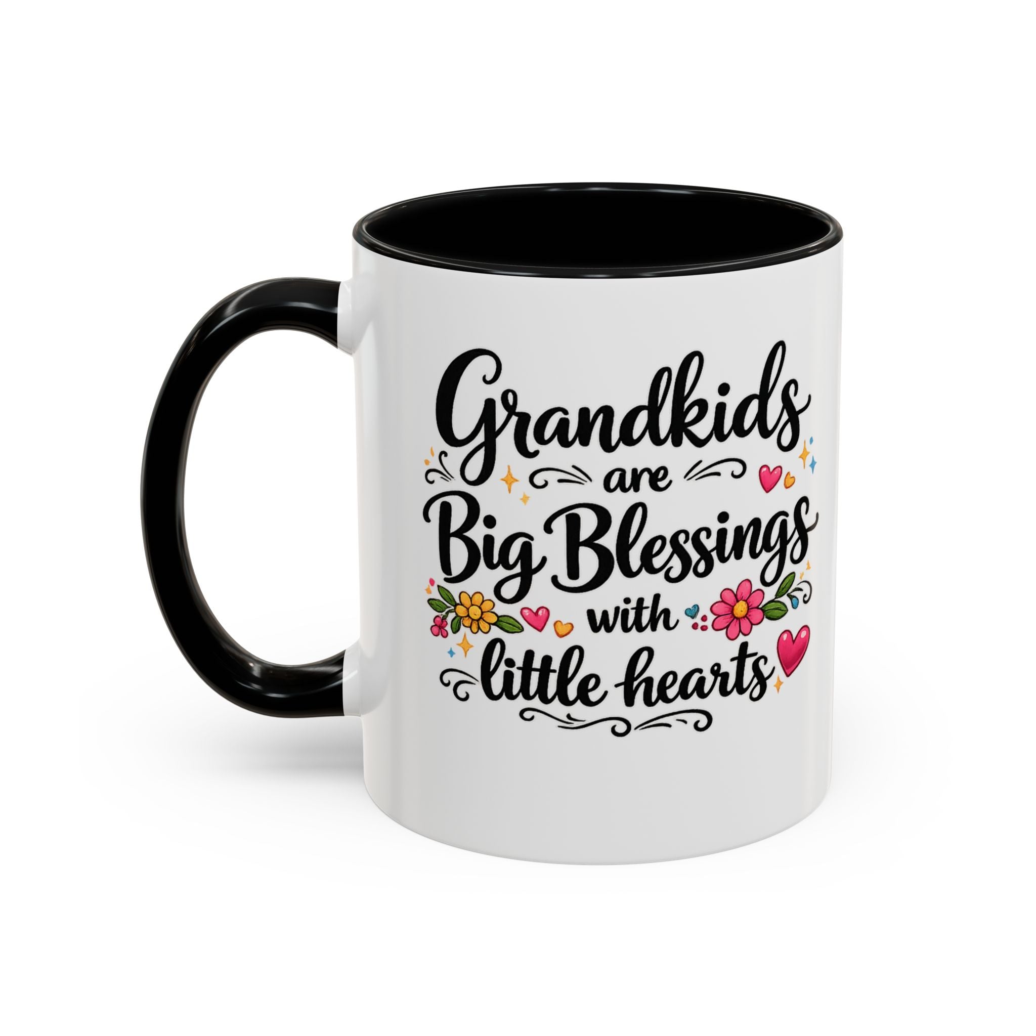 Grandkids Are Big Blessings Mug | Grandma Coffee Mug | Floral Grandma Gift | 6 Color Options | 11 oz or 15 oz