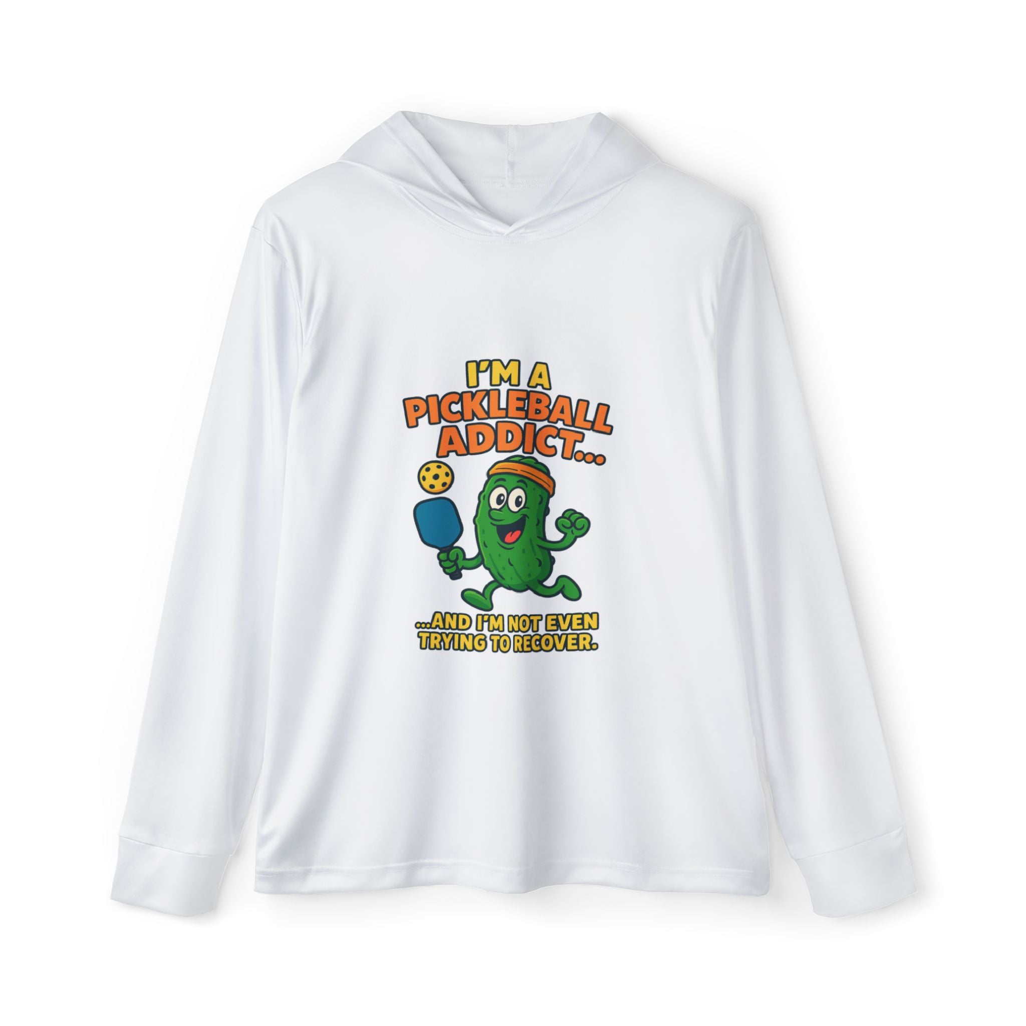 Men's Sports Warmup Hoodie-Pickleball Addict Graphic-100% polyester Moisture Wicking UPF 50 Lightweight