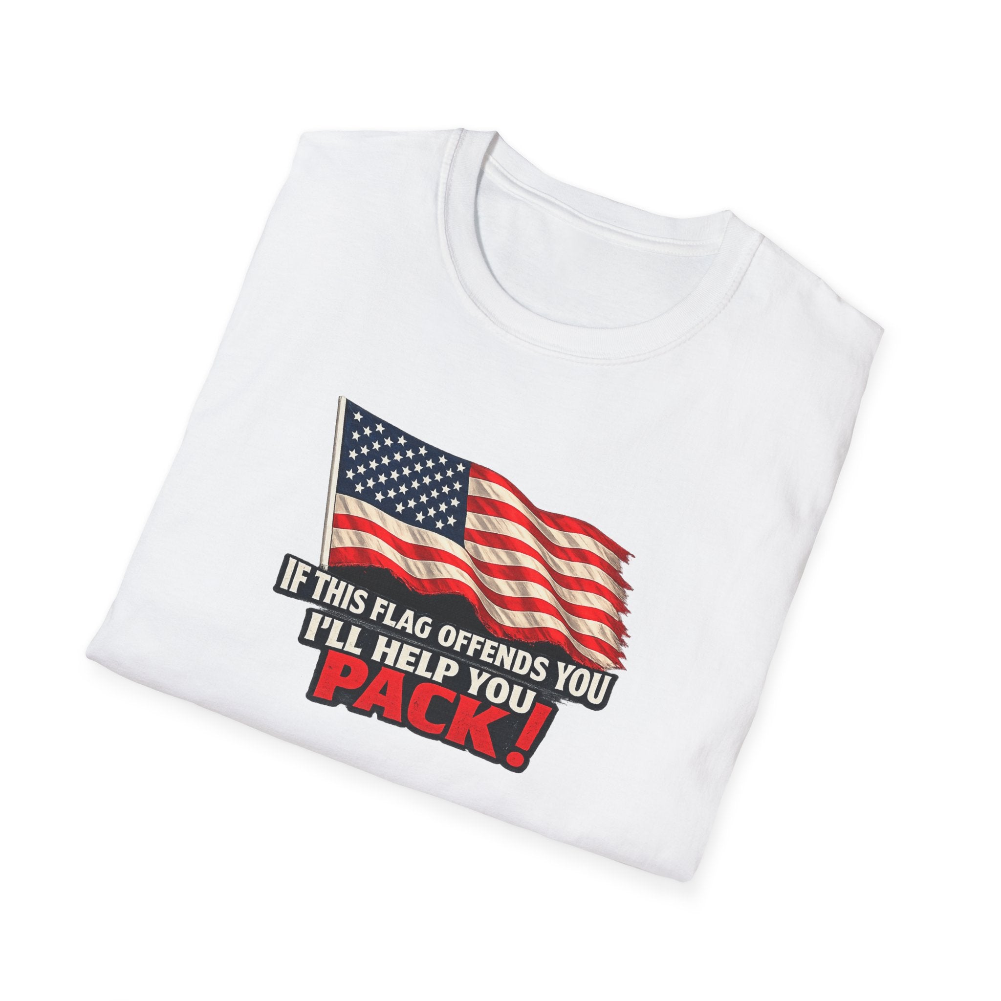 If This Flag Offends You I'll Help You Pack Tee | Patriotic American Flag Shirt | Gift for Patriots | 7 colors - 100% cotton