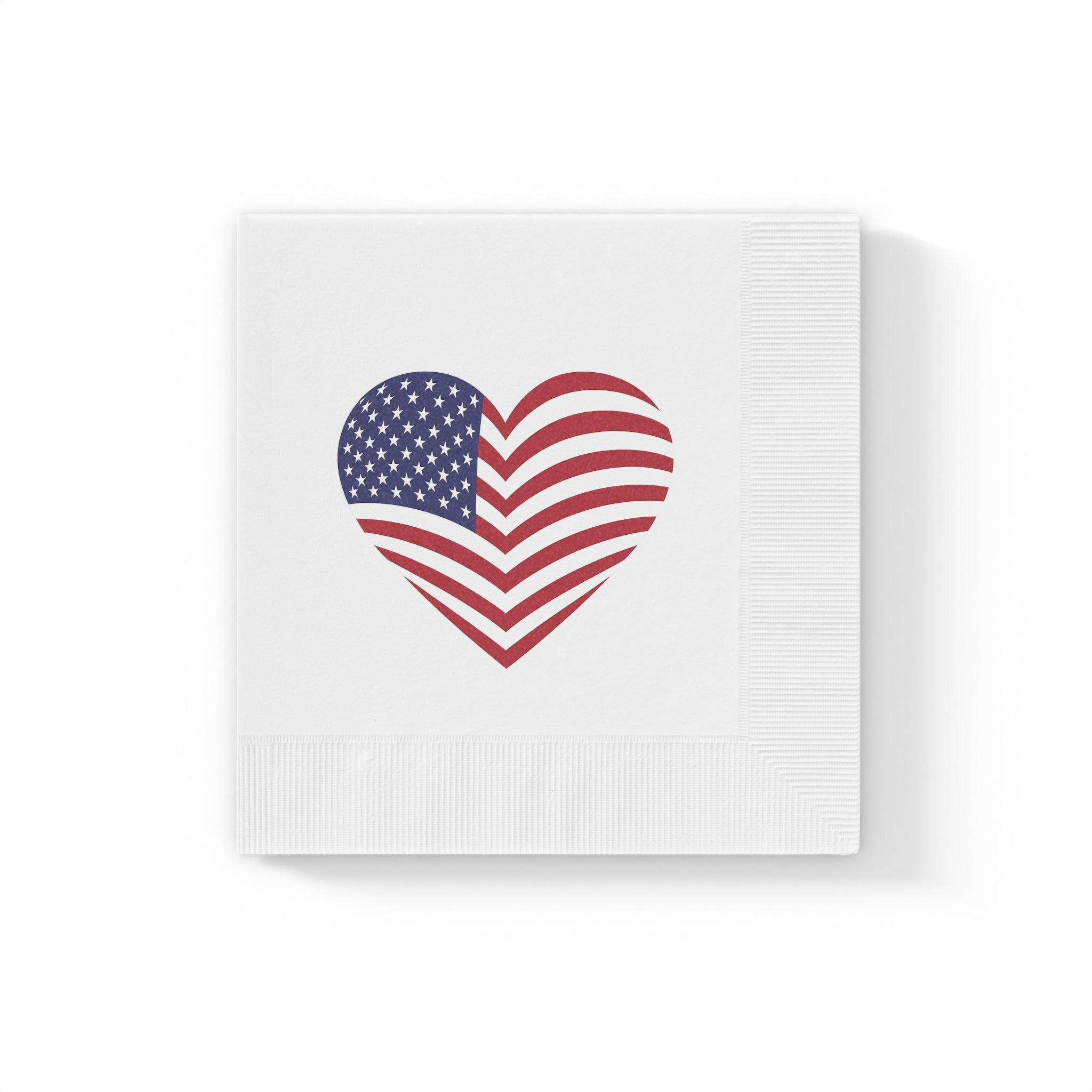 American Flag Heart Napkins | Patriotic Party Napkins for 4th of July | Memorial Day, USA Celebrations (50 or 100 Count) 2 sizes
