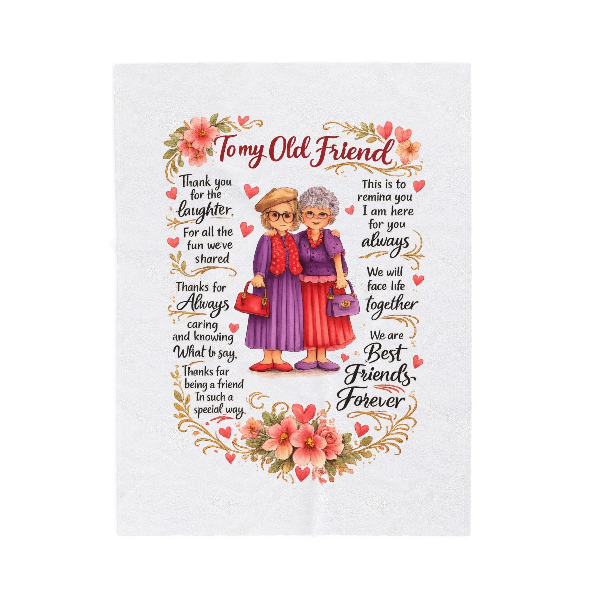 Best Friends Forever Veleveteen Blanket | Friendship Throw Blanket | Best Friend Gift  | Heartwarming Friendship Gift | 3 sizes