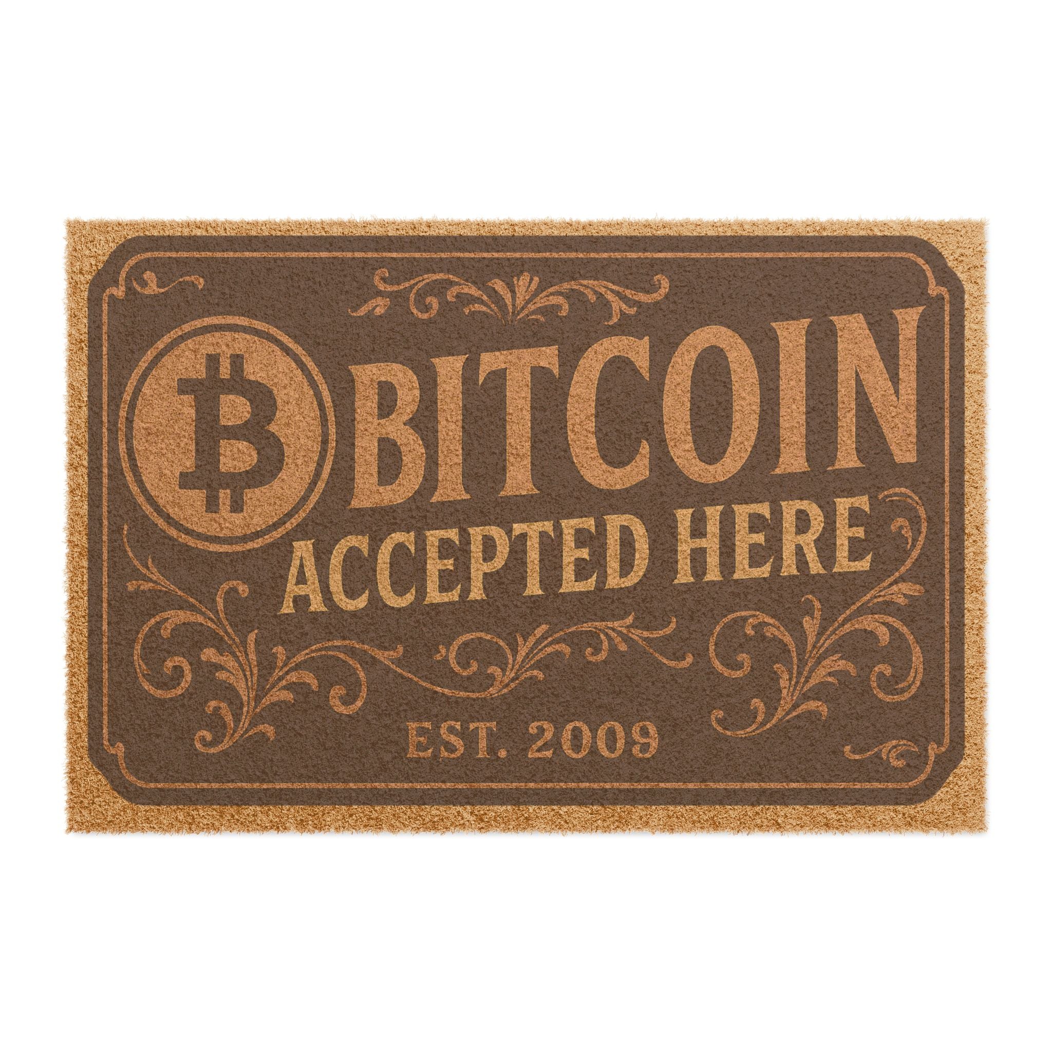 Vintage Bitcoin Accepted Here Welcome Door Mat