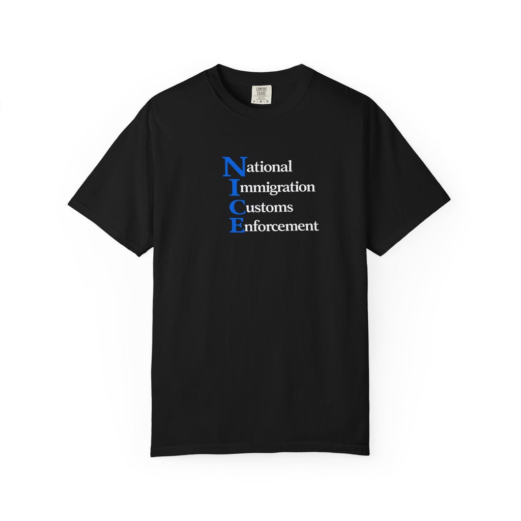NICE design that subtly nods to ICE | Patriotic Law Enforcement Tee | Back the Blue Gift | Pro Ice Merch | 6 colors - 100% cotton