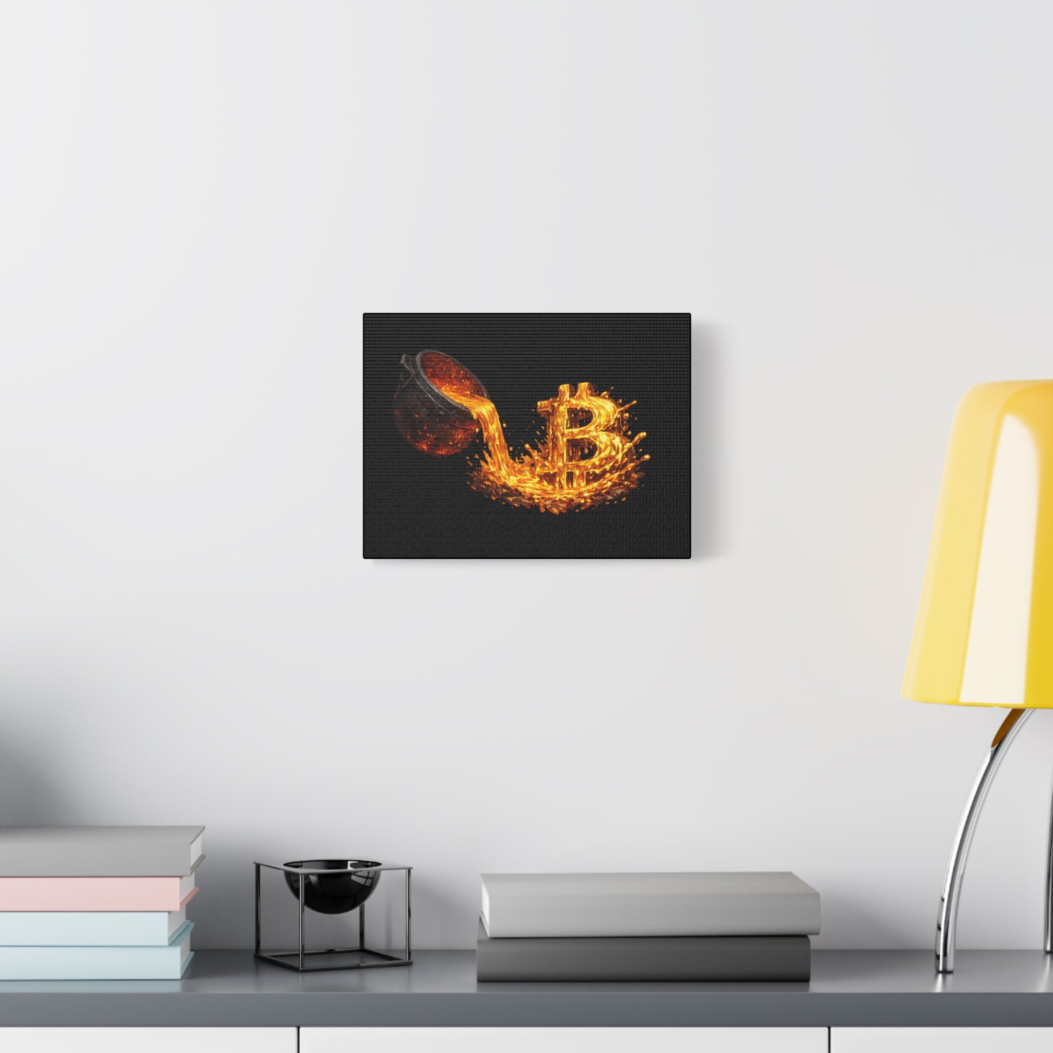 Molten Bitcoin Pour Canvas | Bitcoin Wall Art | 12 x 9