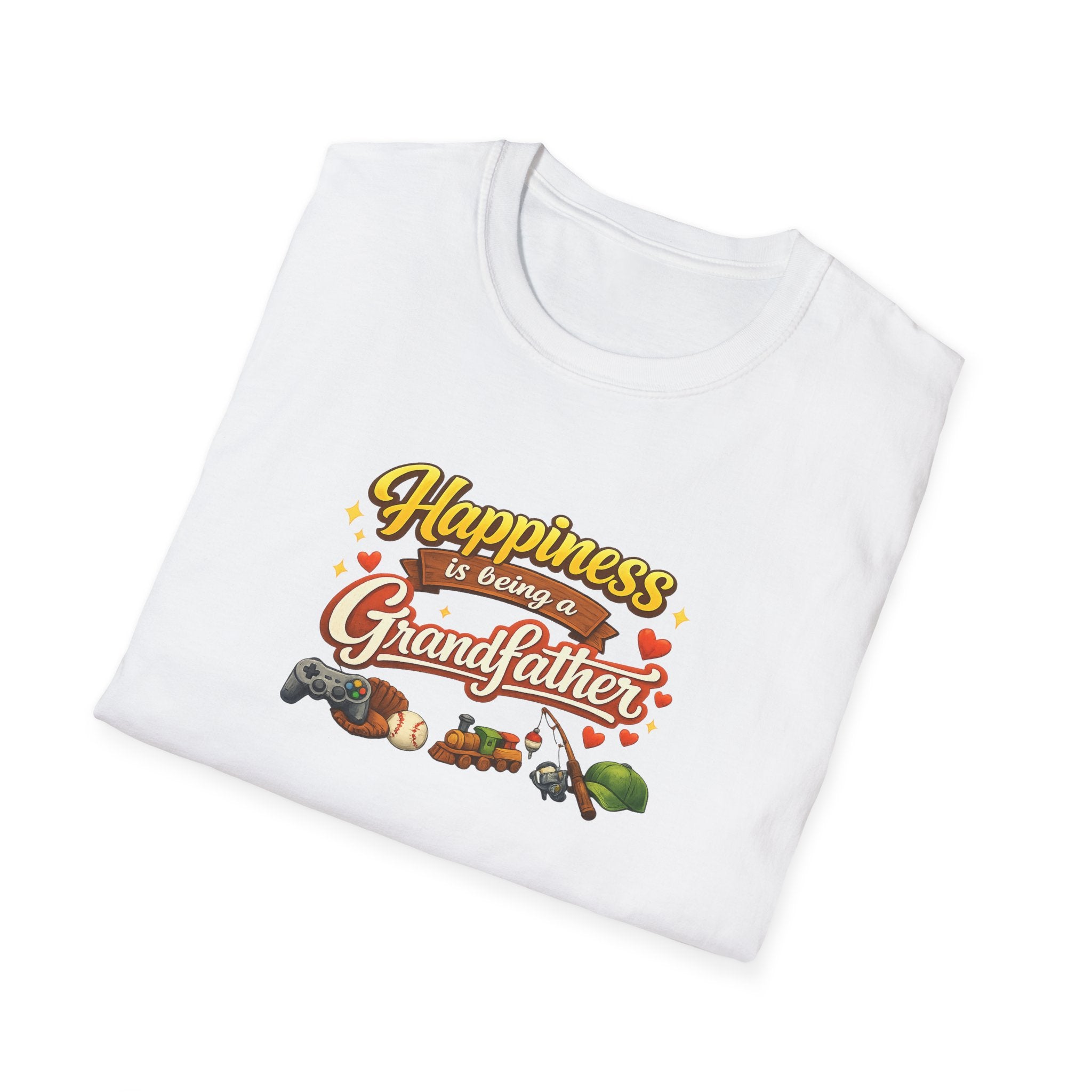 Happiness Is Being a Grandfather Shirt, Proud Grandpa T-Shirt, Gift for Granddad, Grandpa Shirt from Grandkids | 7 colors - 100% cotton