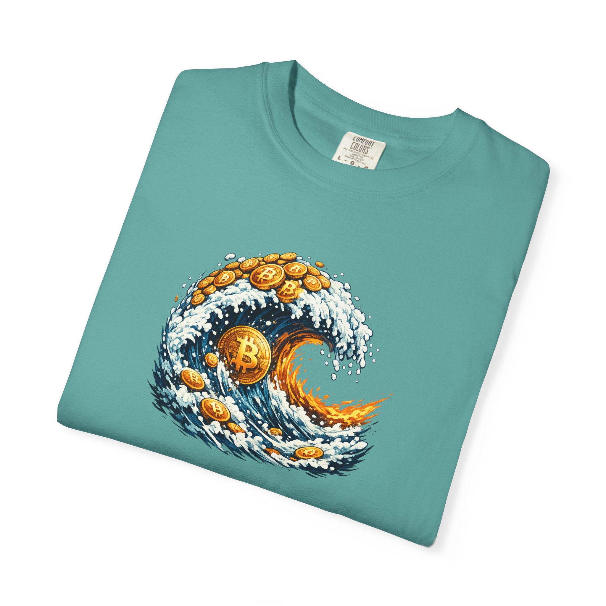Bitcoin Tidal Wave T-Shirt | Futuristic Crypto Graphic Tee | Bitcoin Art Shirt | Crypto Gift for Him | 12 colors - 100% cotton