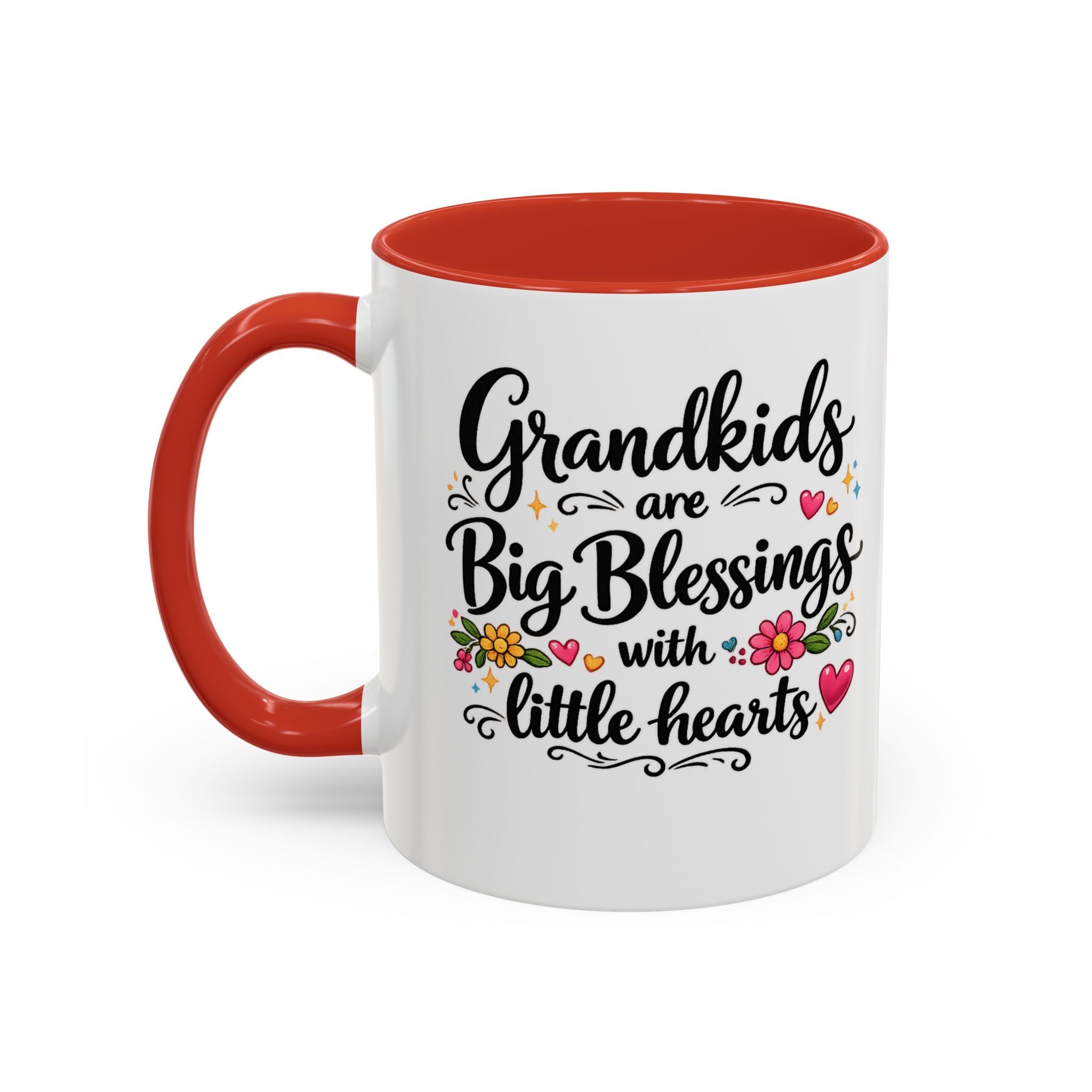 Grandkids Are Big Blessings Mug | Grandma Coffee Mug | Floral Grandma Gift | 6 Color Options | 11 oz or 15 oz