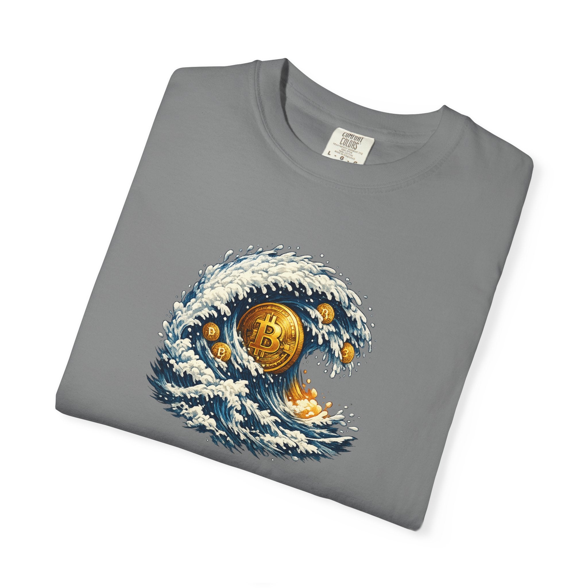 Bitcoin Tidal Wave T-Shirt | Futuristic Crypto Graphic Tee | Bitcoin Art Shirt | Crypto Gift | 12 colors - 100% cotton