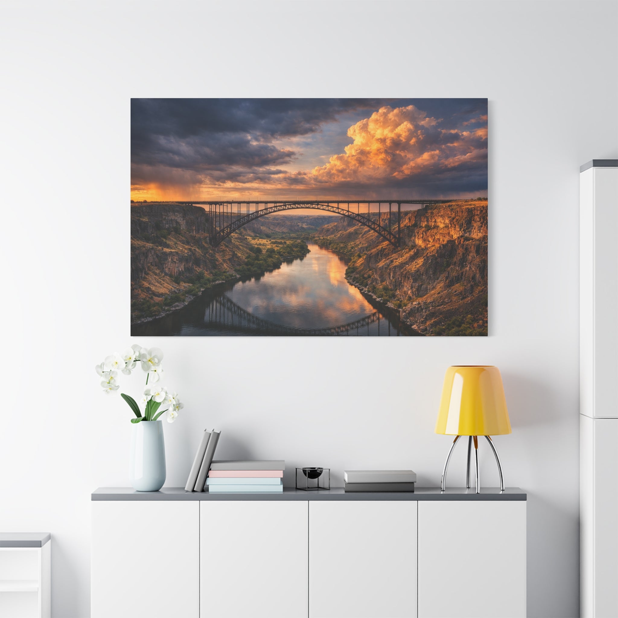 Perrine Bridge Canvas Wall Art | Snake River Canyon Landscape | Large Panoramic Photography Print | Matte Canvas - Stretched 1.25" | 6 sizes