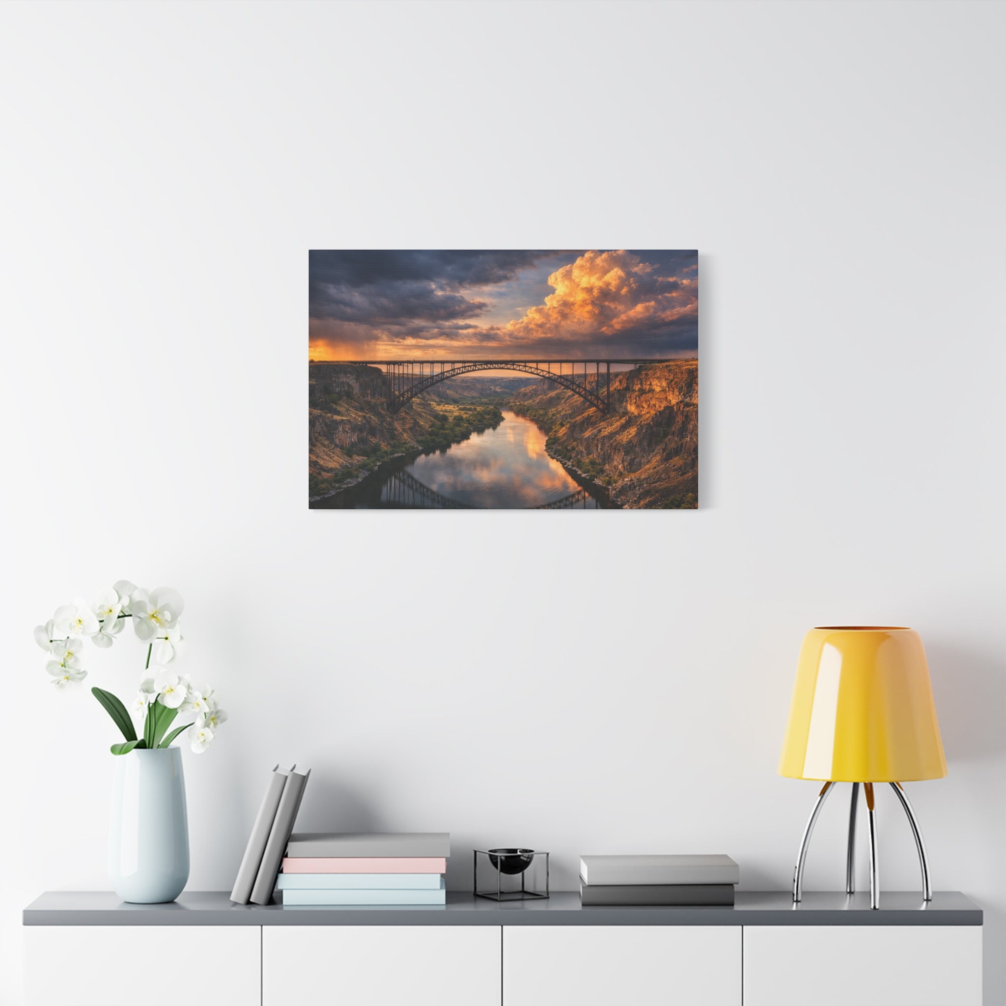 Perrine Bridge Canvas Wall Art | Snake River Canyon Landscape | Large Panoramic Photography Print | Matte Canvas - Stretched 1.25" | 6 sizes