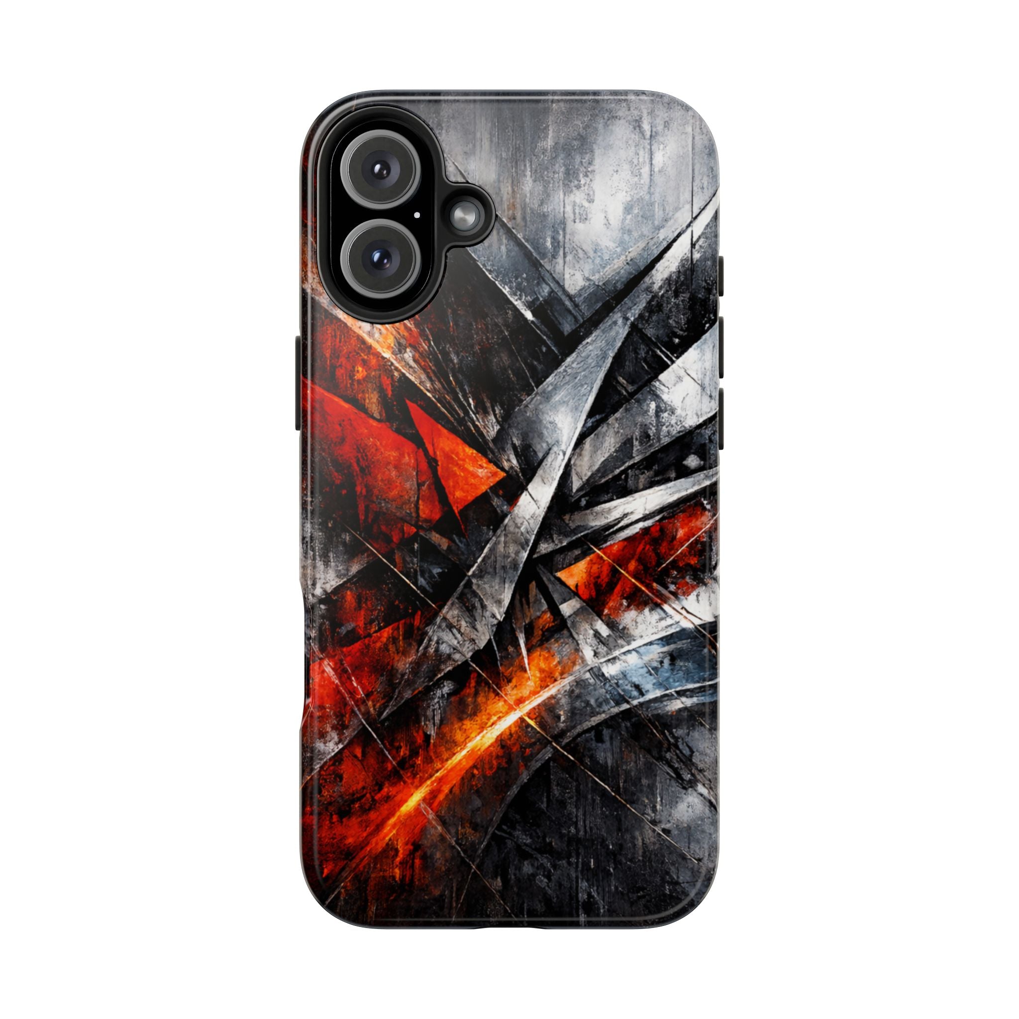 Abstract Red Black Tough Phone Case | Geometric Armor Style Case | Impact Resistant Case | iPhone & Samsung