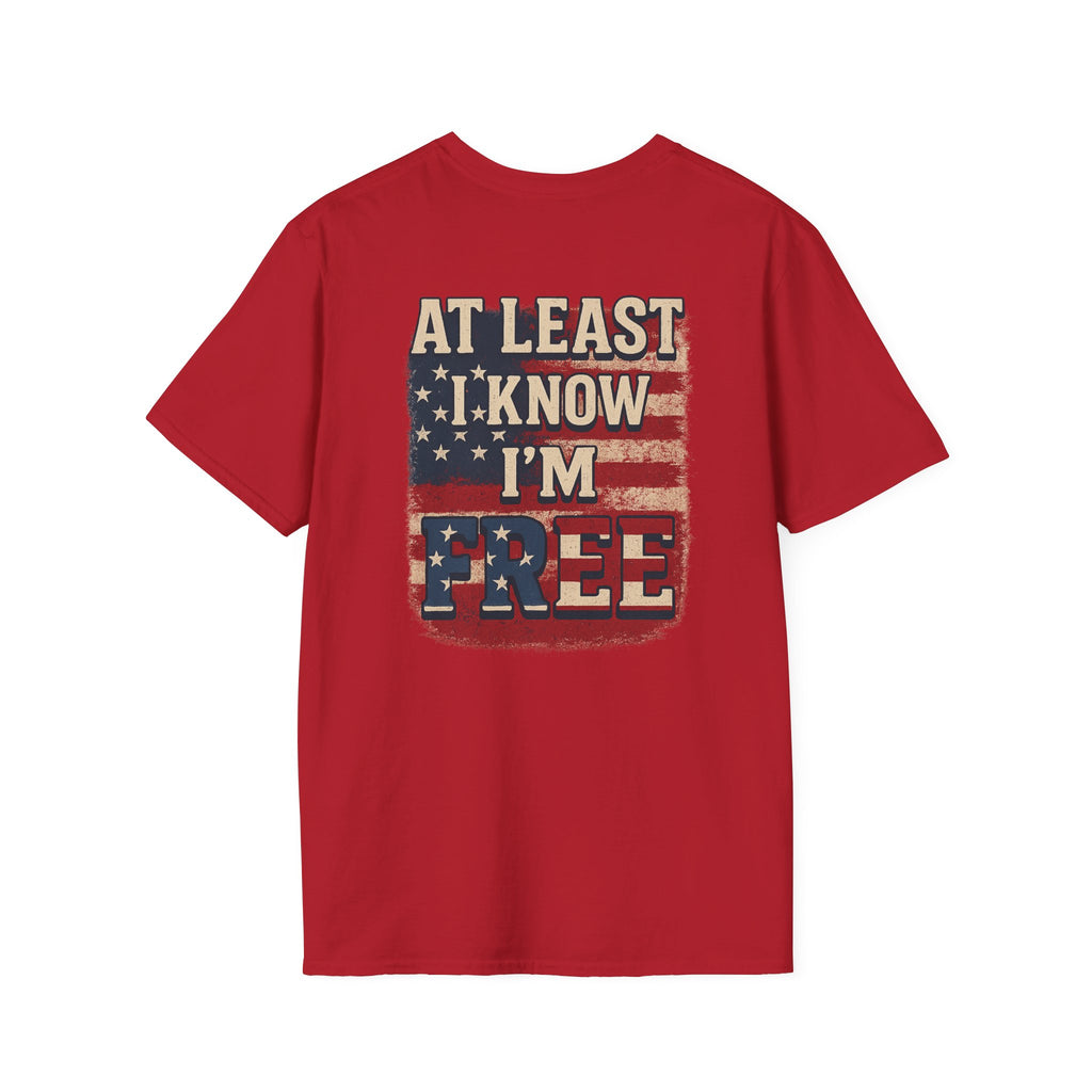 Proud to be an American, at Least I know I'm Free Patriotic Tee with Eagle and Flag | 5 colors - 100% cotton