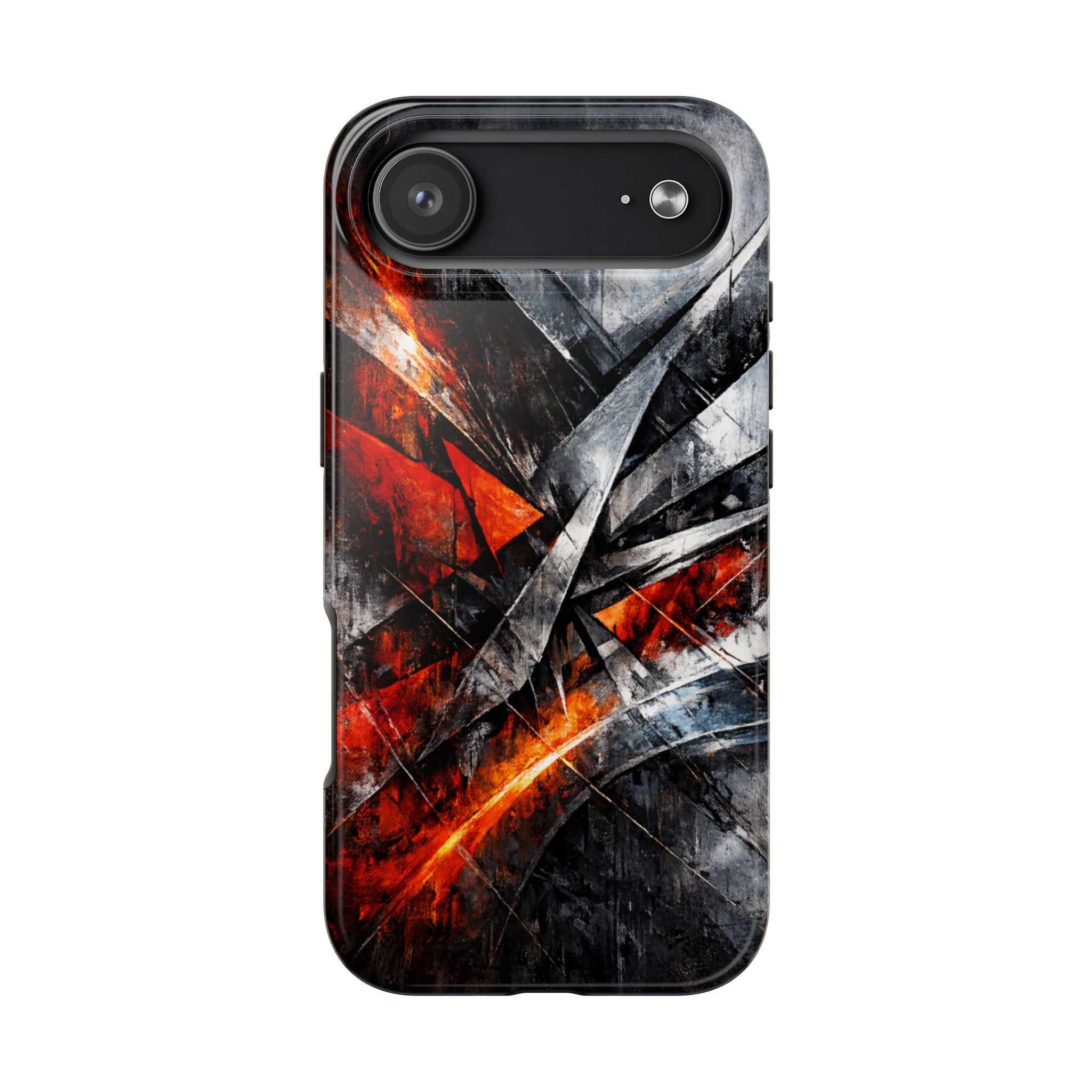 Abstract Red Black Tough Phone Case | Geometric Armor Style Case | Impact Resistant Case | iPhone & Samsung