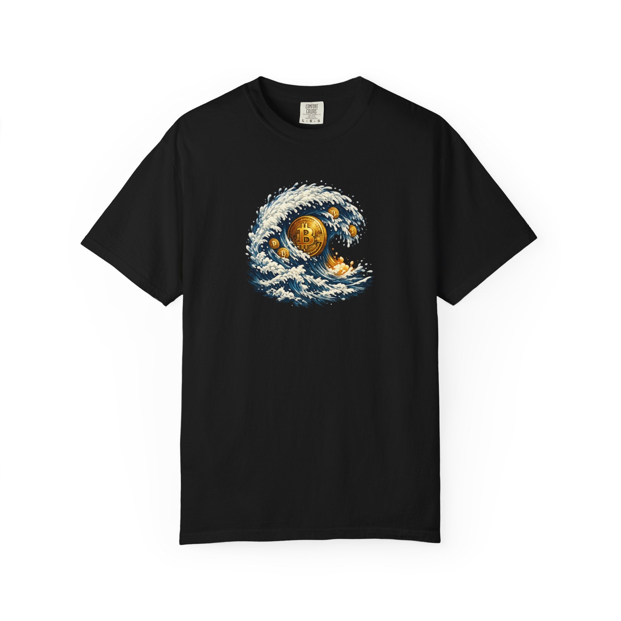Bitcoin Tidal Wave T-Shirt | Futuristic Crypto Graphic Tee | Bitcoin Art Shirt | Crypto Gift | 12 colors - 100% cotton