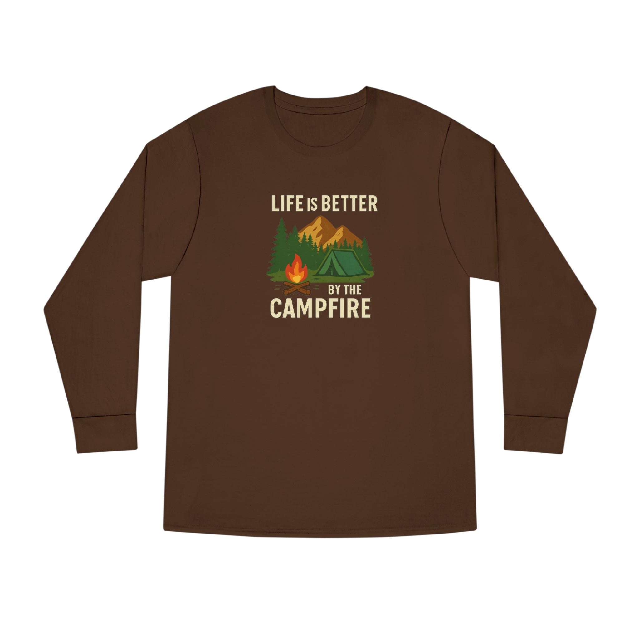 Life Is Better By The Campfire Long Sleeve Tee | Camping Graphic Nature Shirt | 5 colors - 100% cotton