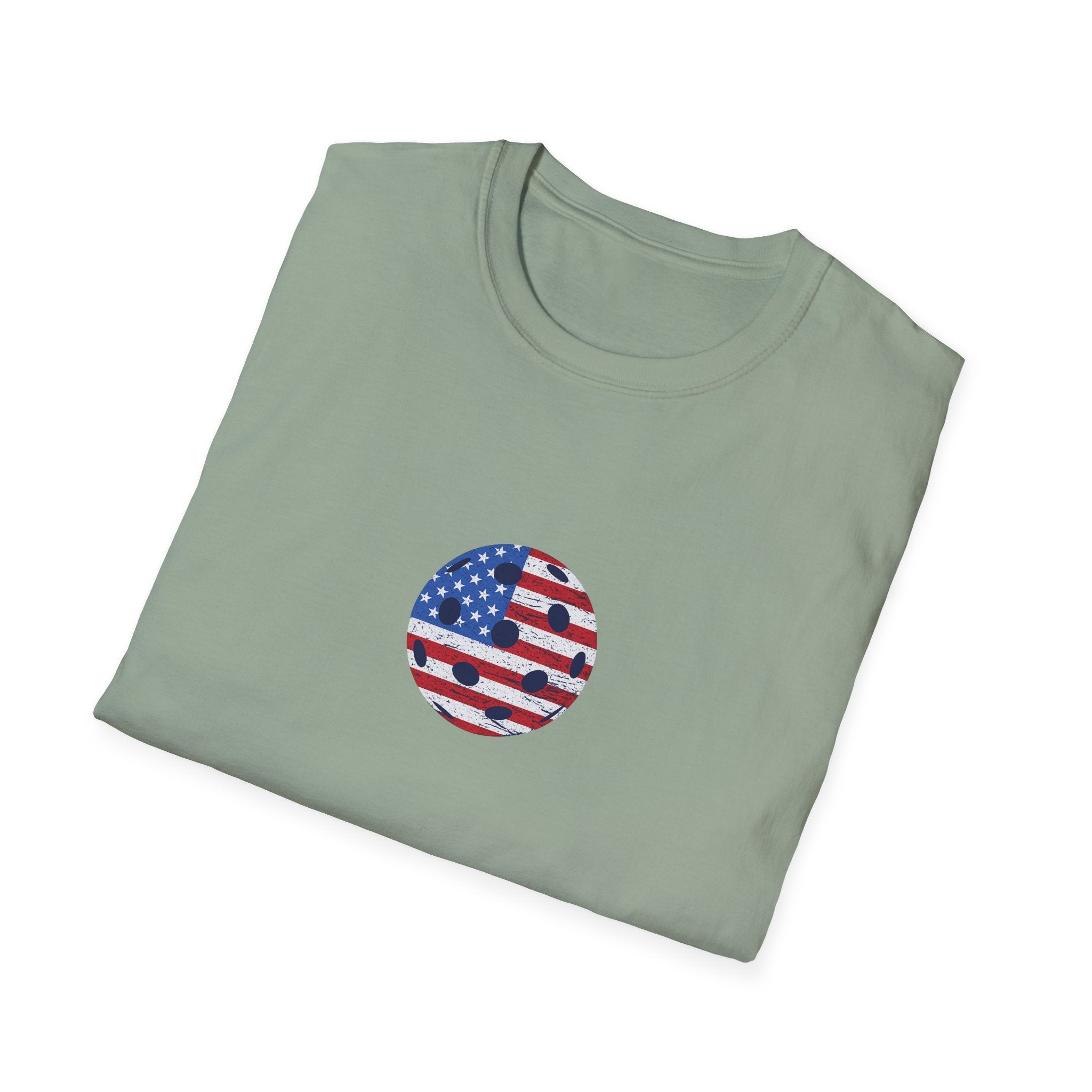 Patriotic Pickleball Shirt USA Flag Pickleball Tee Matching Visor Fourth of July Pickleball Gift for Players | 10 colors - 100% cotton