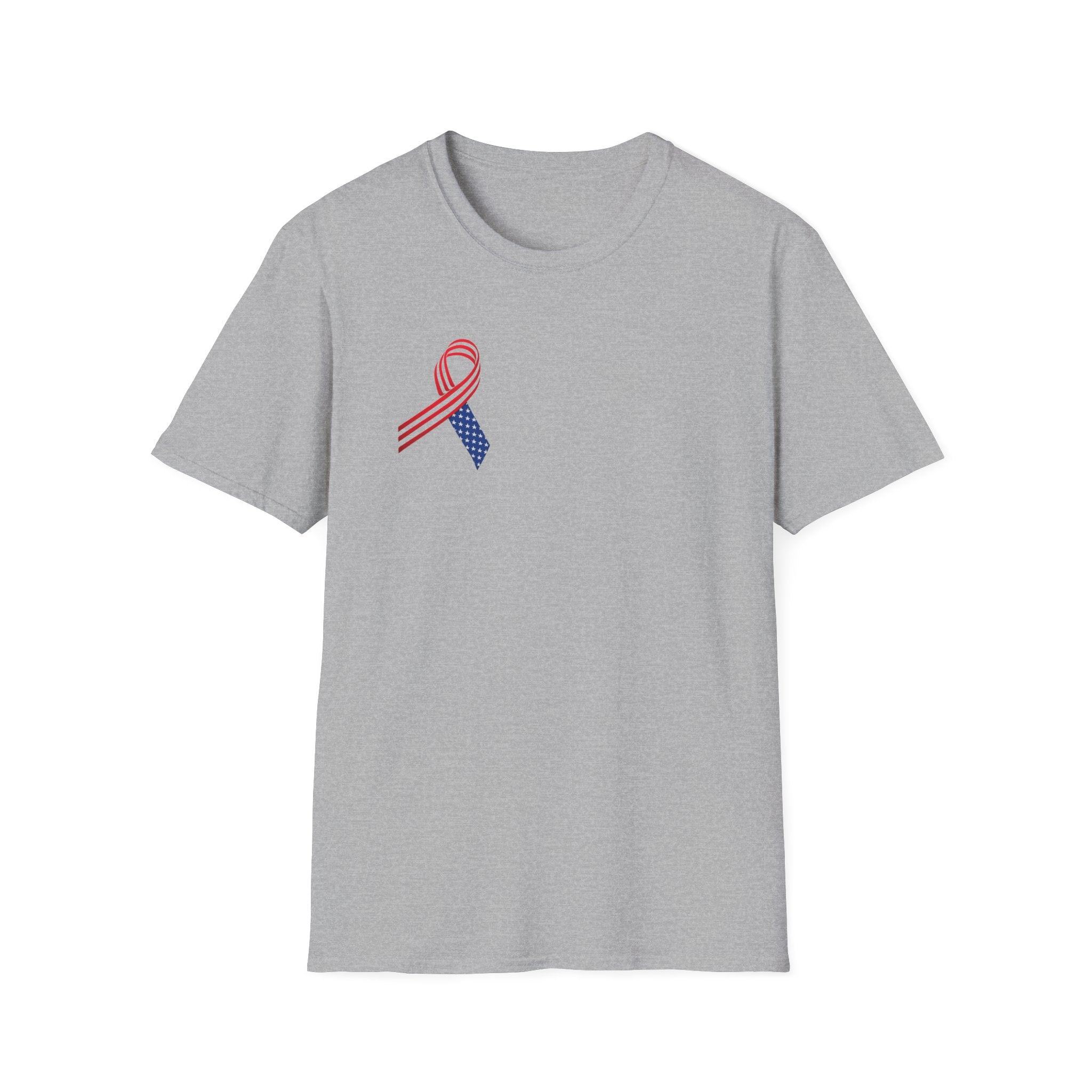 Patriotic Awareness Ribbon T-Shirt | Red White Blue USA | Veterans Memorial Support Shirt | Minimal Patriotic Tee | 5 colors - 100% cotton