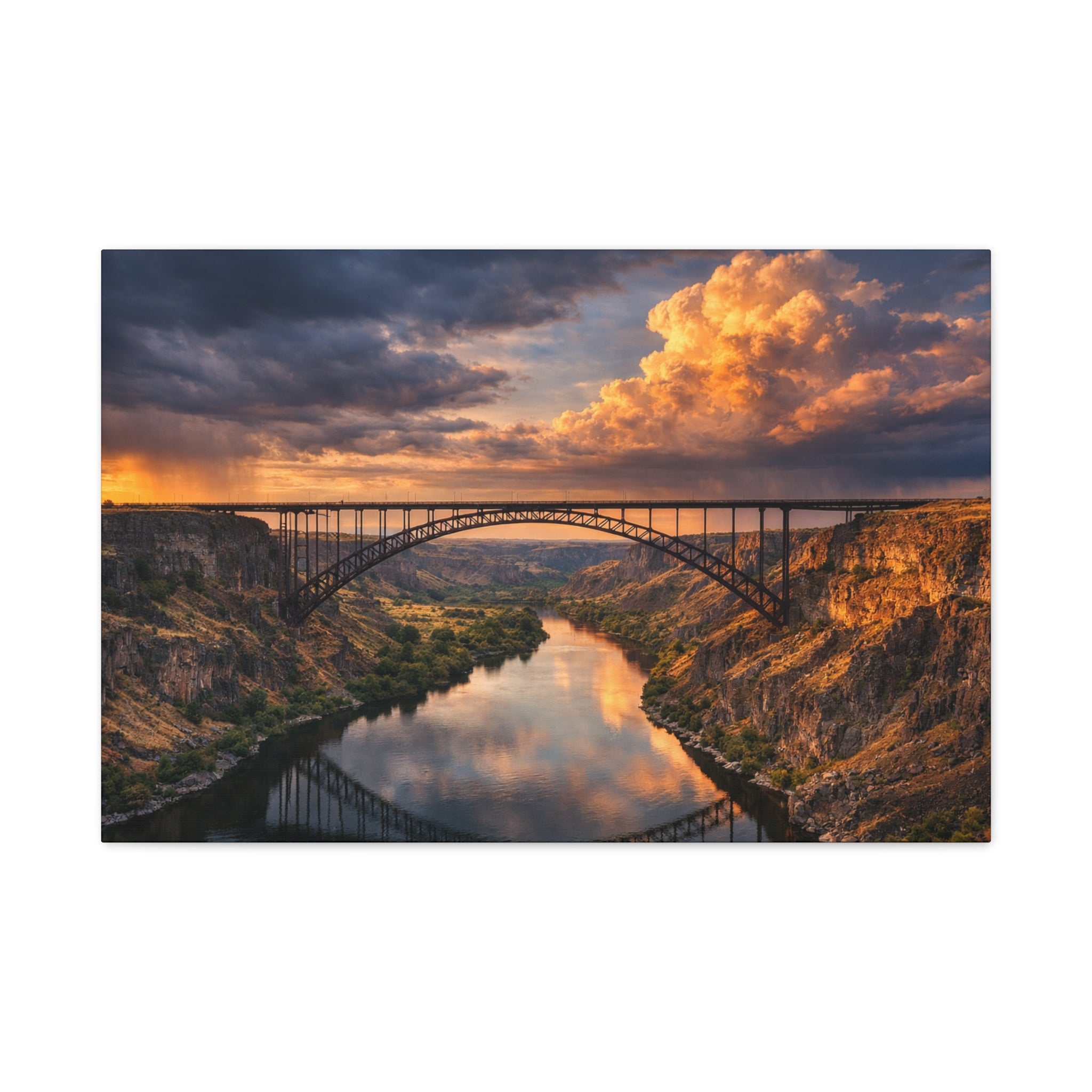 Perrine Bridge Canvas Wall Art | Snake River Canyon Landscape | Large Panoramic Photography Print | Matte Canvas - Stretched 1.25" | 6 sizes