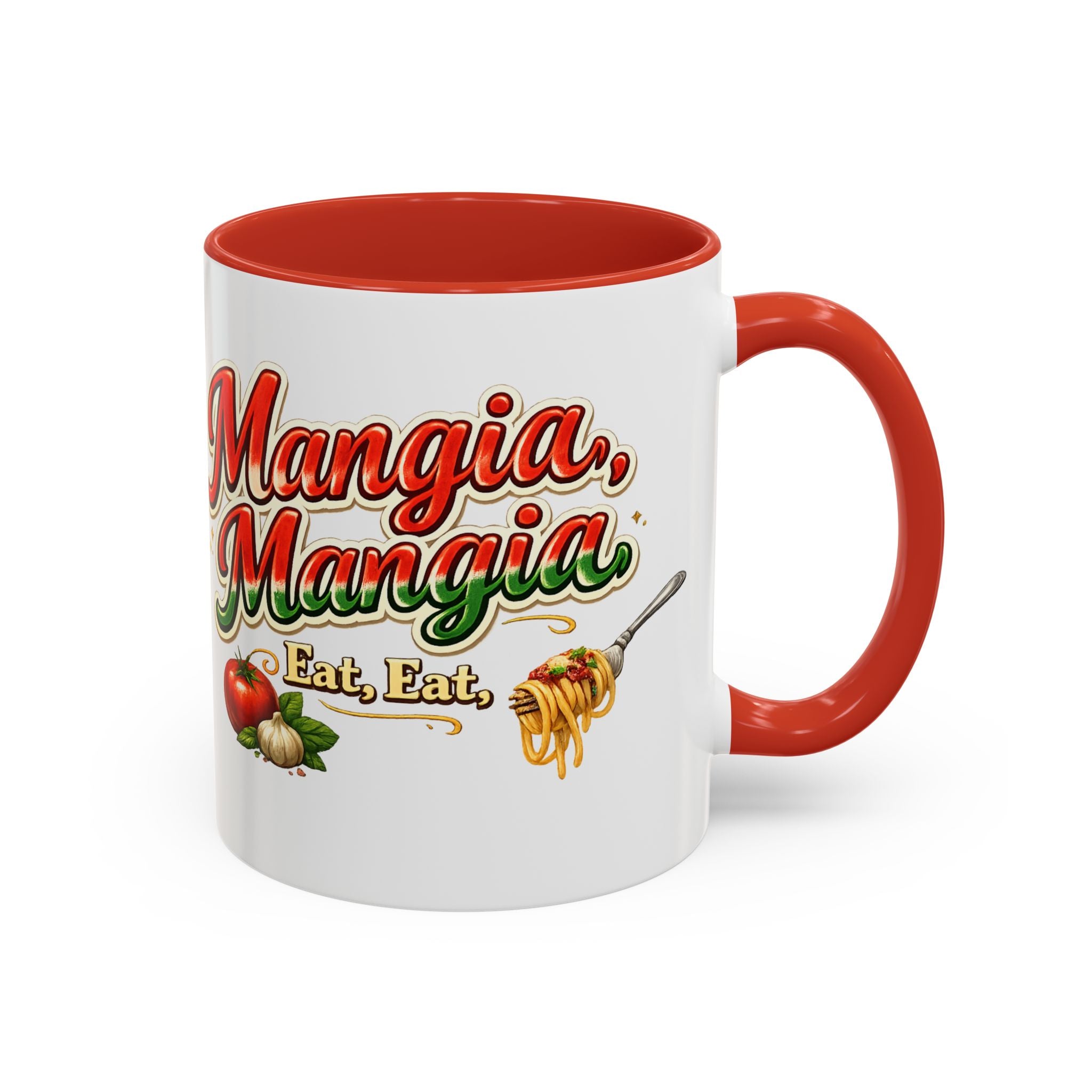 Mangia Mangia - Eat Eat Italian Mug | Eat Eat Coffee Cup | Funny Pasta Lover Gift | Italian Kitchen Accent Mug | 11 oz or 15 oz