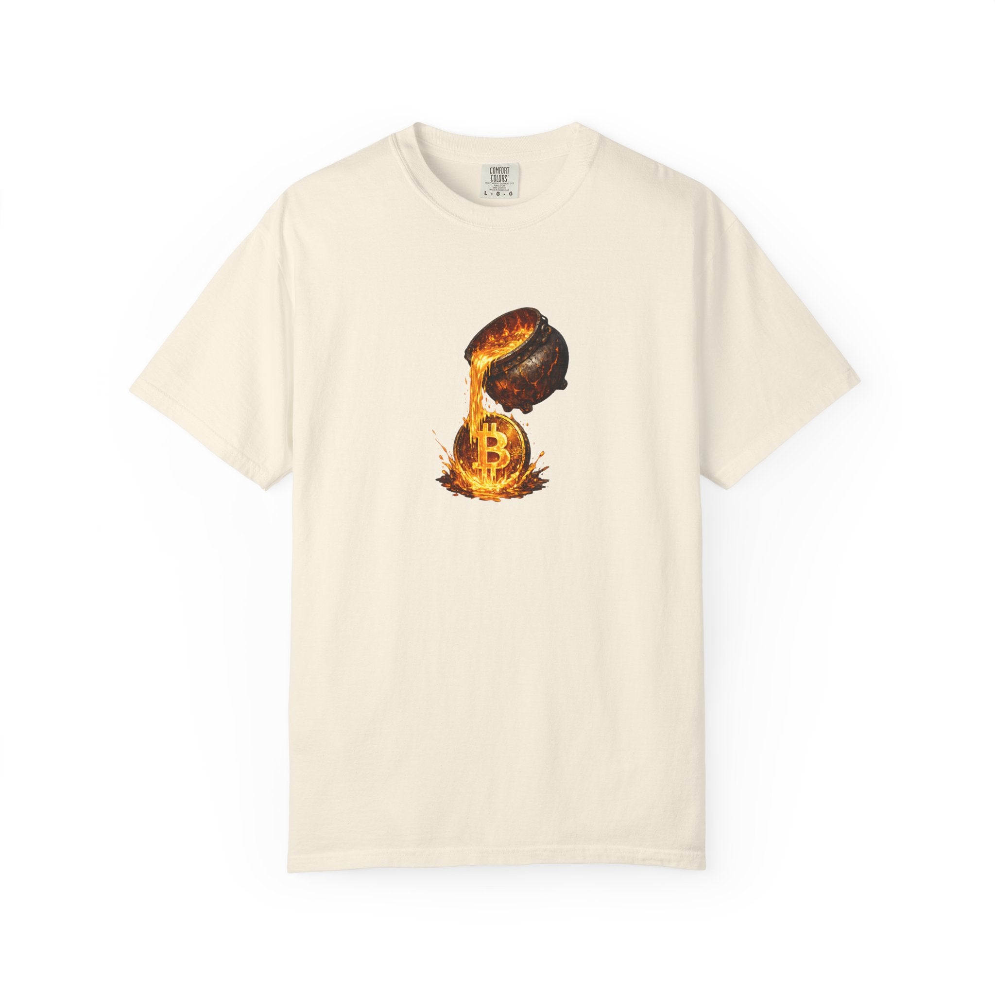 Molten Bitcoin Pour Tshirt | Crypto Lava Gold Graphic Tee | Bitcoin Investor Shirt | 7 colors - 100% cotton