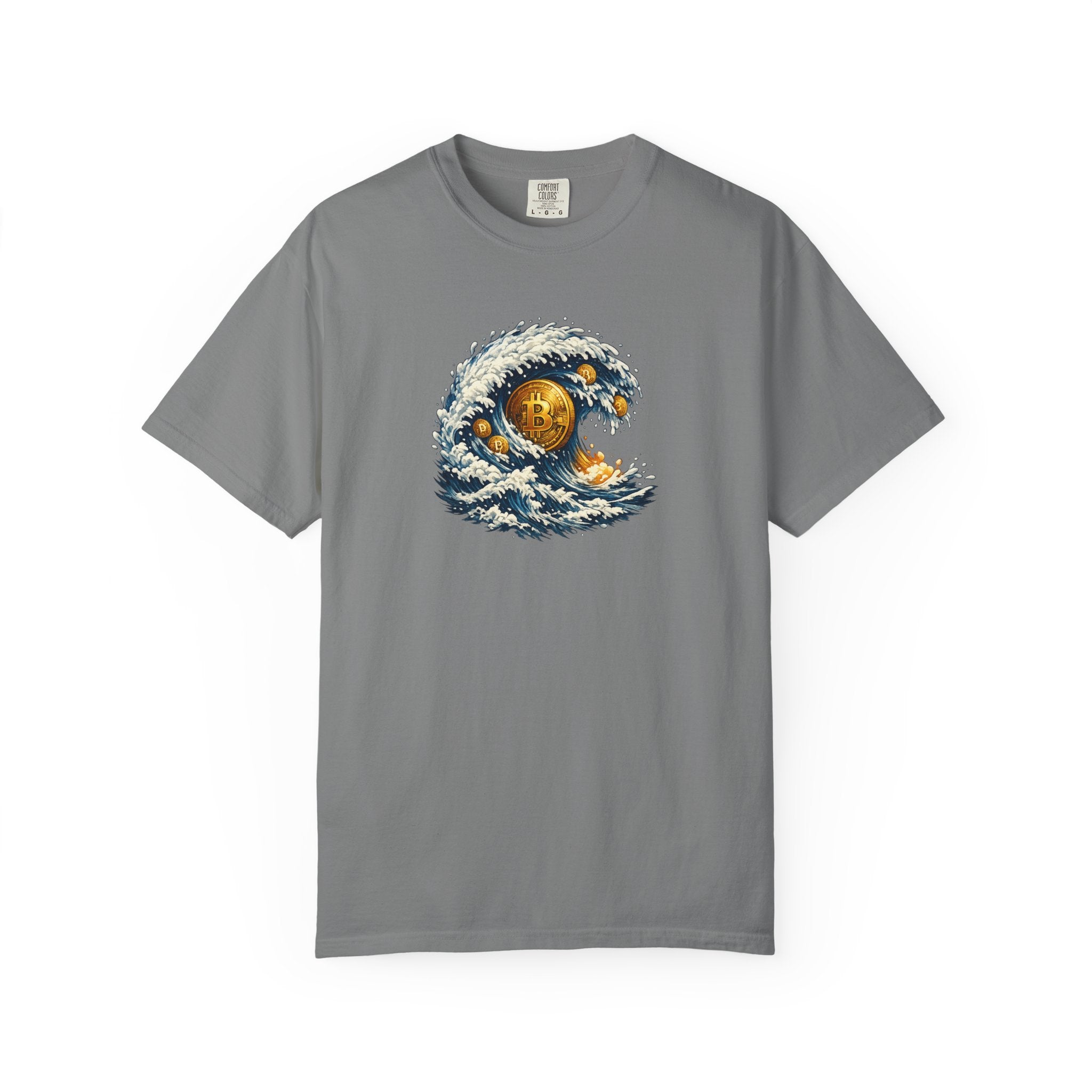 Bitcoin Tidal Wave T-Shirt | Futuristic Crypto Graphic Tee | Bitcoin Art Shirt | Crypto Gift | 12 colors - 100% cotton