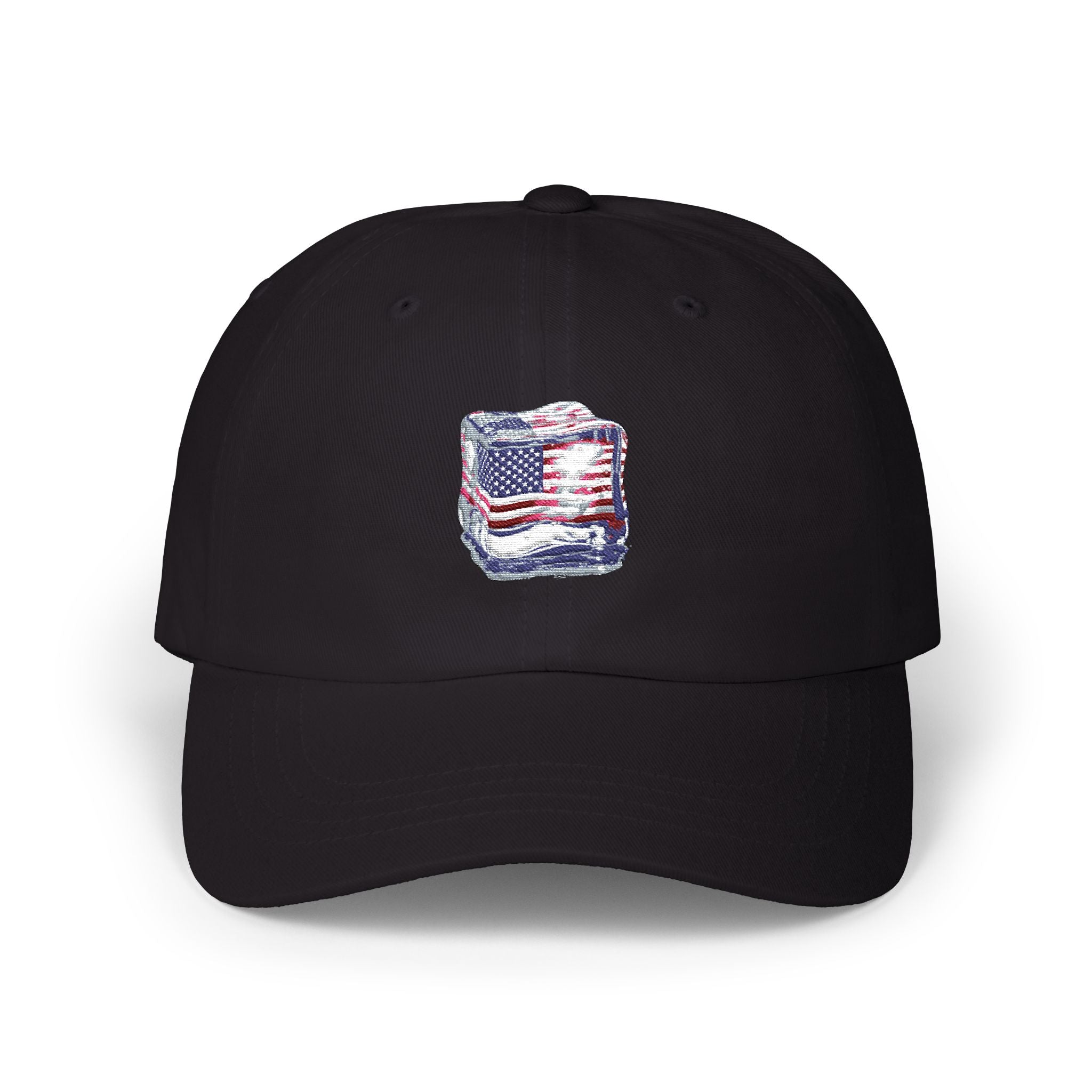 Support ICE-Flag Cube Emoji Cap | Law Enforcement Support Graphic standing with ICE | No text, just a Visual Symbol | 5 colors - 100% cotton