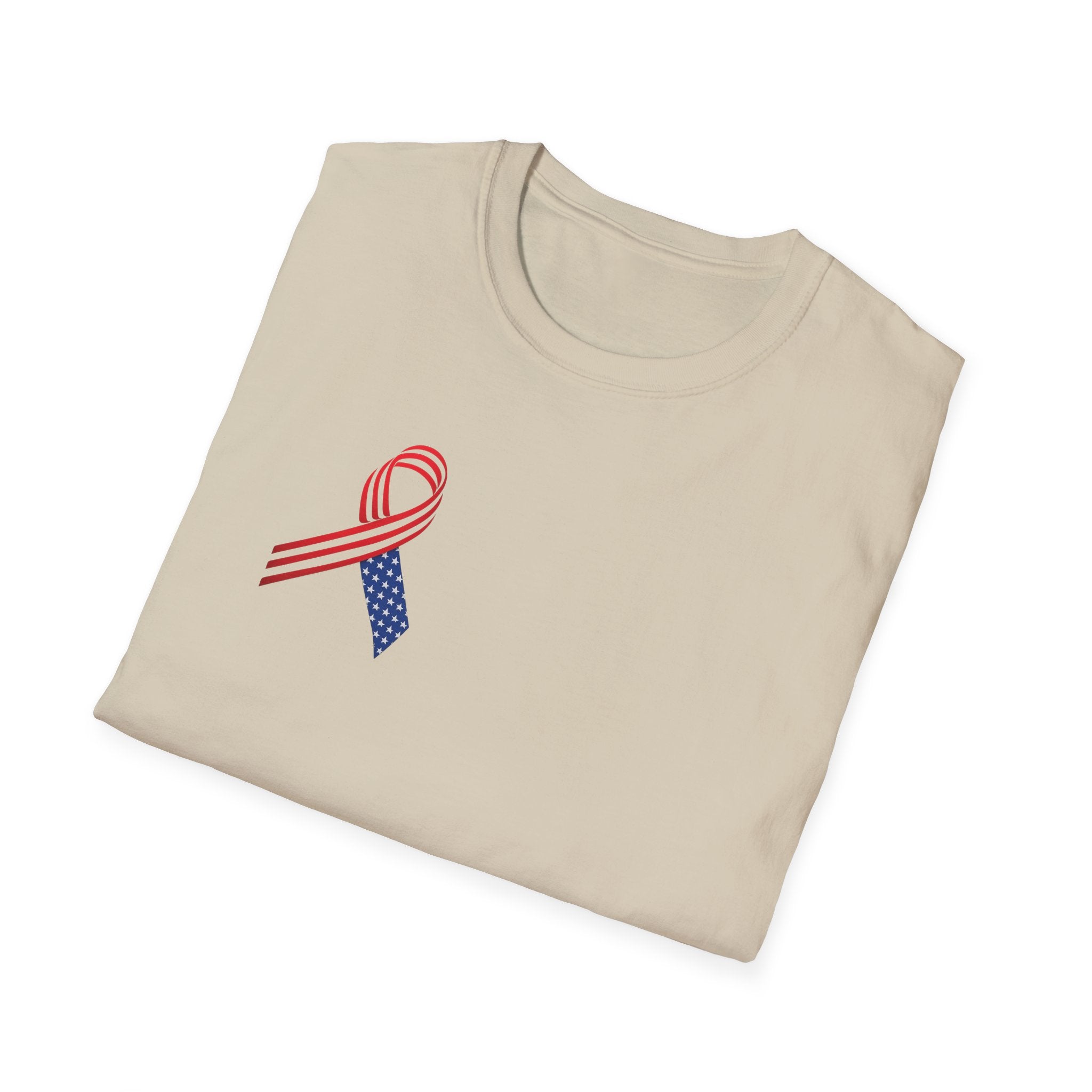 Patriotic Awareness Ribbon T-Shirt | Red White Blue USA | Veterans Memorial Support Shirt | Minimal Patriotic Tee | 5 colors - 100% cotton