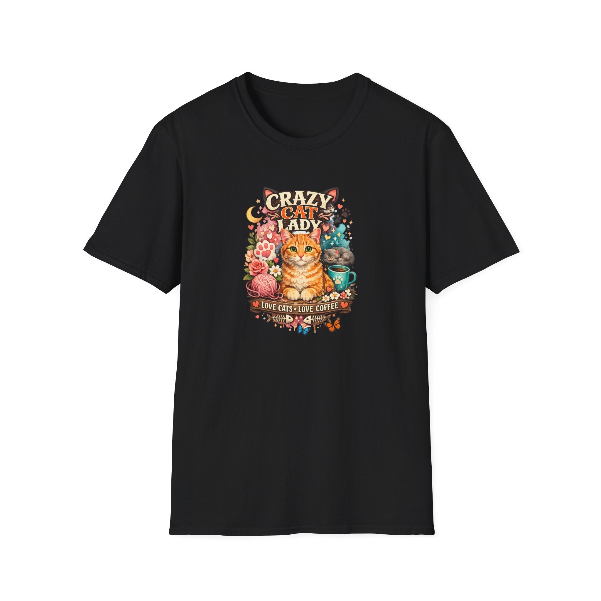Crazy Cat Lady T-Shirt | Love Cats Love Coffee Tee | Cute Cat Mom Shirt | Funny Cat Lover Top | Gift for Cat Owners | 8 colors - 100% cotton