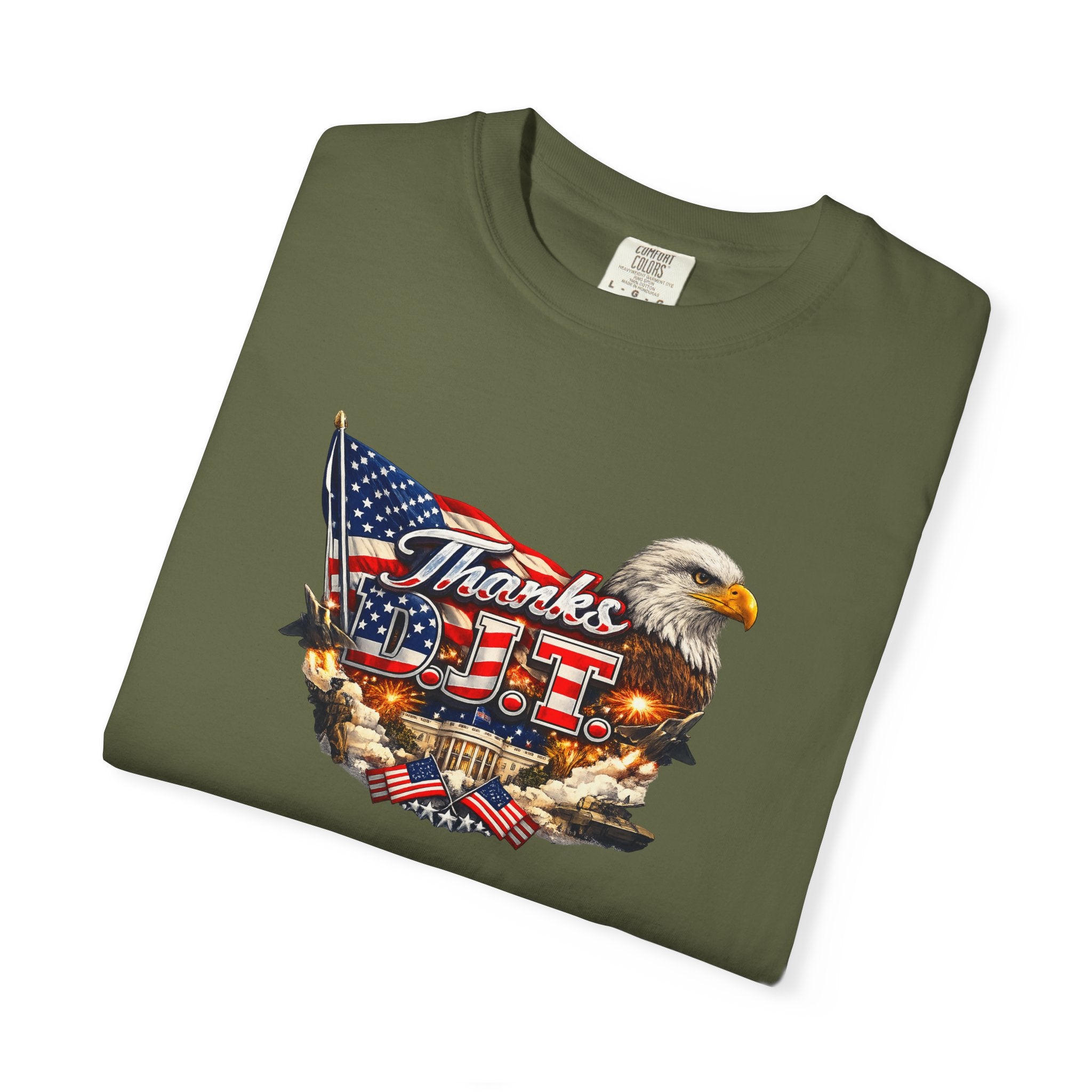 Thanks D.J.T Patriotic Eagle Shirt | American Flag Graphic Tee | USA Pride Freedom T-Shirt | Patriotic Gift | 7 colors - 100% cotton