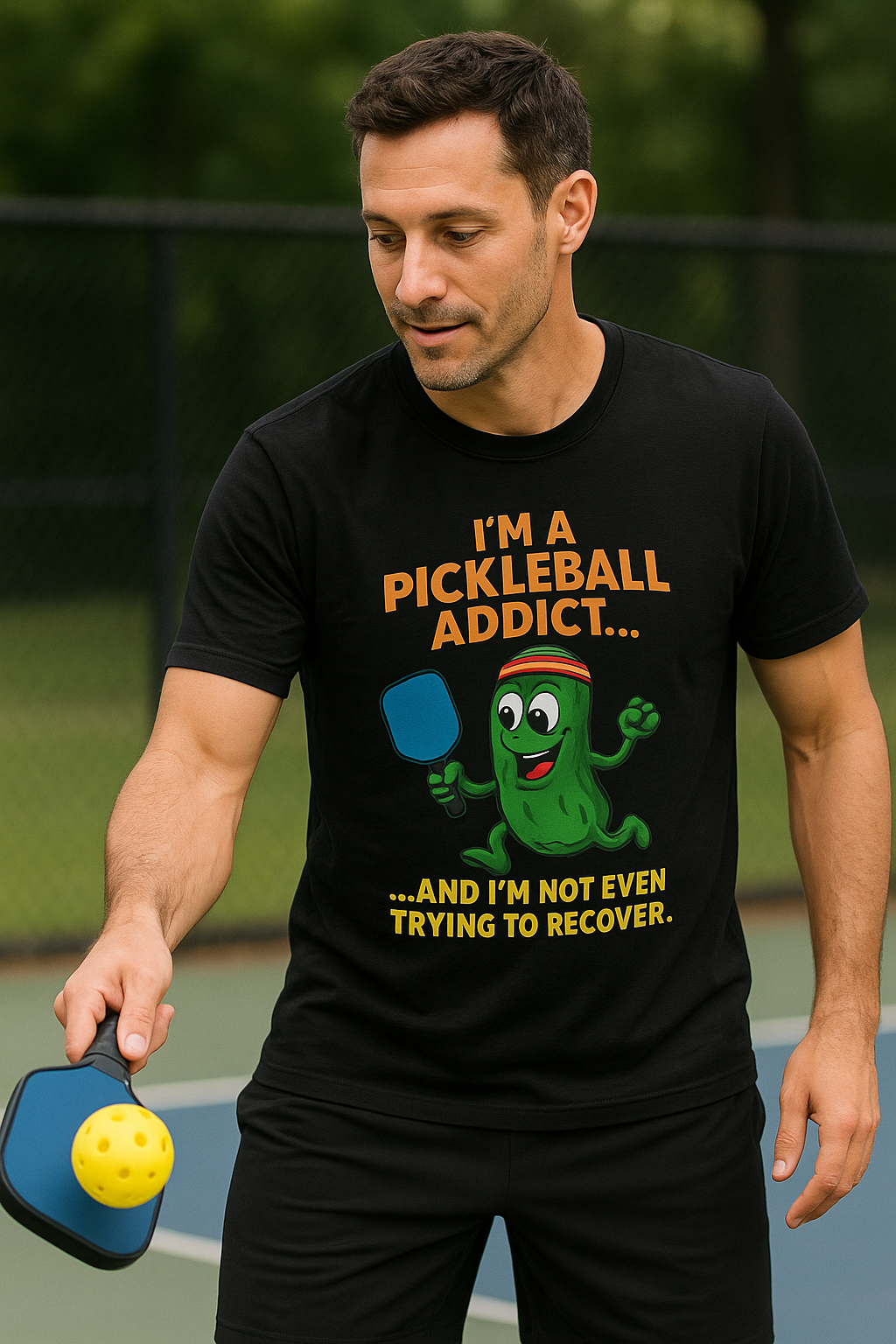 I'm a Pickleball Addict, and I'm not Even Trying to Recover T-Shirt Tee | 7 colors - 100% cotton