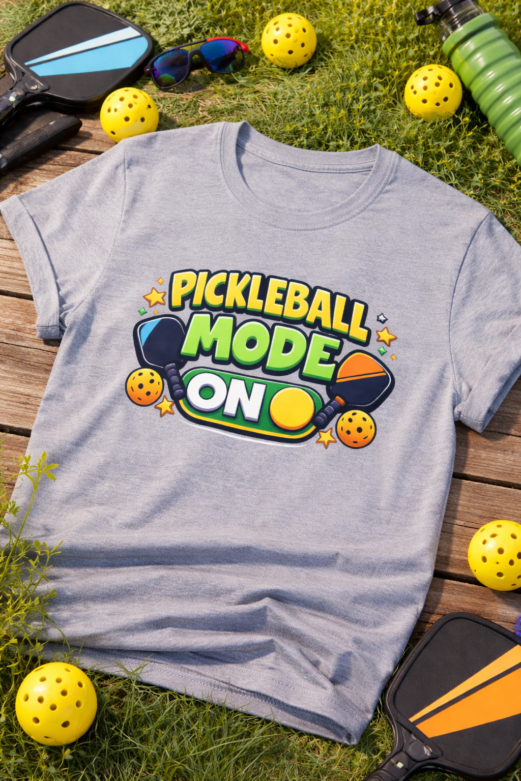 Pickleball Mode ON T-Shirt | Funny Pickleball Shirt for Men & Women | Pickleball Gift | Court Life Tee| 5 colors - 100% cotton