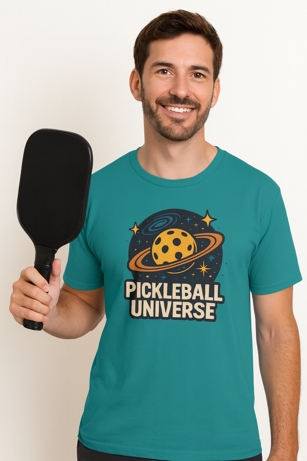 Pickleball Universe T-Shirt | Fun Space Pickleball Graphic Tee for Players & Fans | 9 colors - 100% cotton