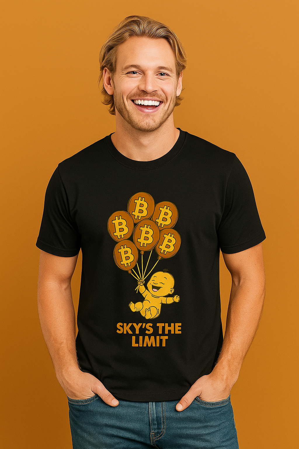 Skys The Limit Bitcoin T-Shirt | Funny Crypto Investor Tee for Bitcoin Bulls | 100% cotton
