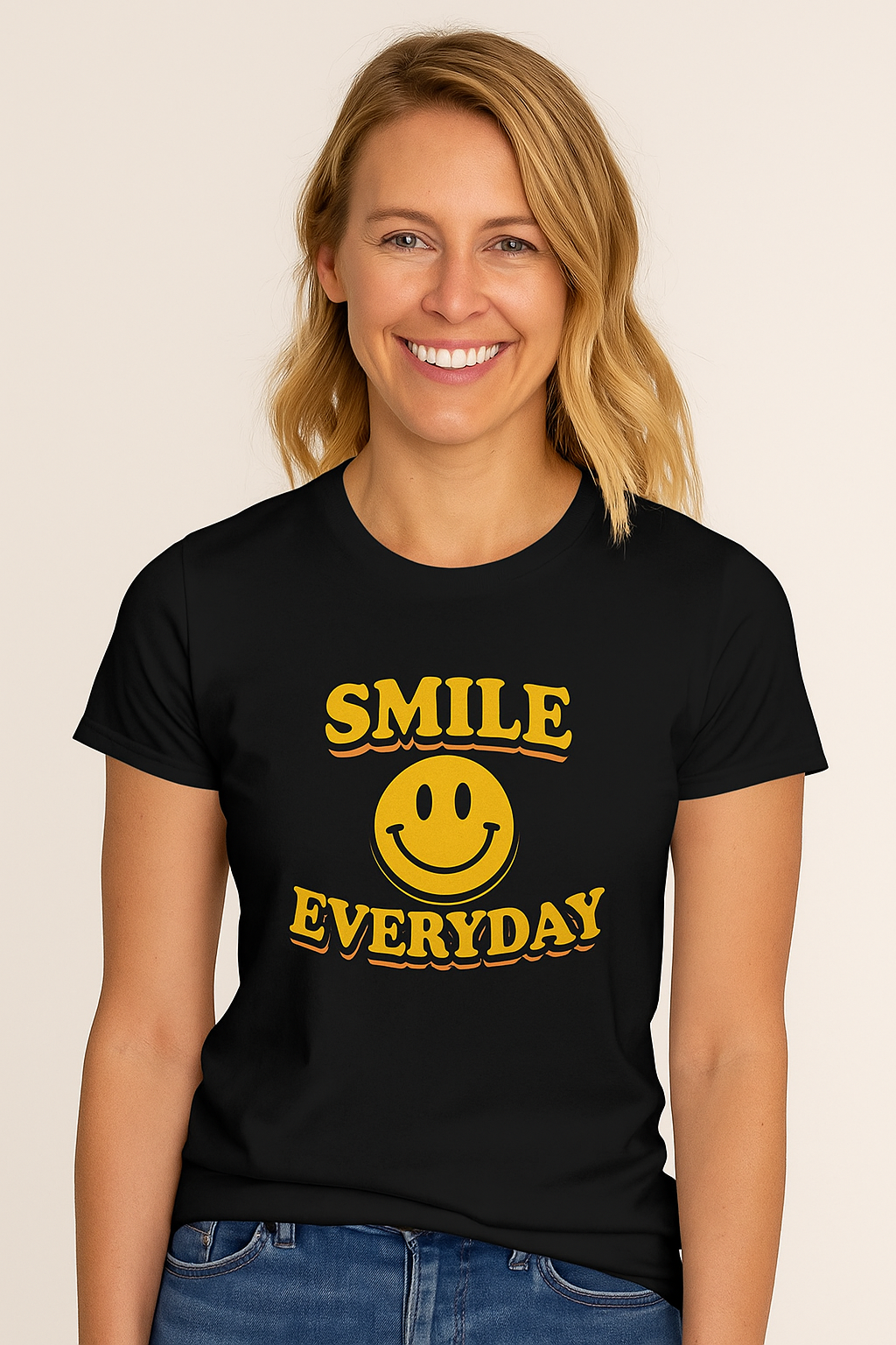 Smile Everyday Retro Tee | Happy Vibes Shirt | Positive Quote Graphic Tee | Feel-Good Aesthetic Shirt | 5 colors - 100% cotton