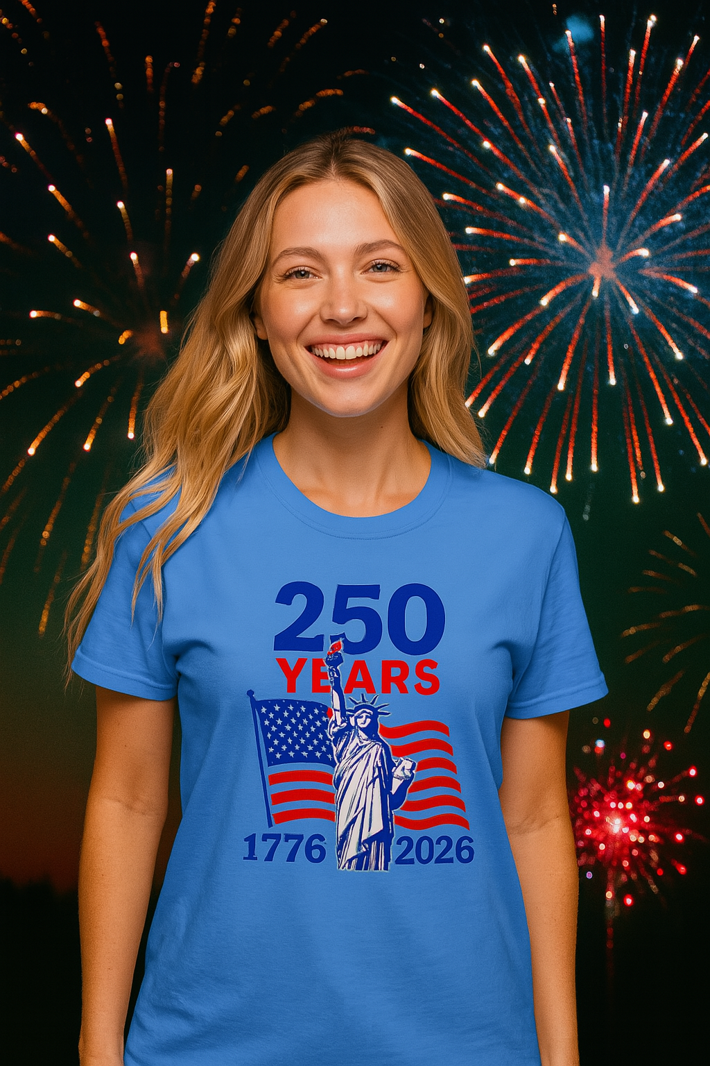 USA 250 Years of Freedom | Commemorative Anniversary 1776-2026 T-Shirt Tee | 3 colors - 100% cotton